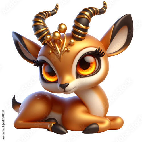 Cute 3d Gazelle isolated on white background