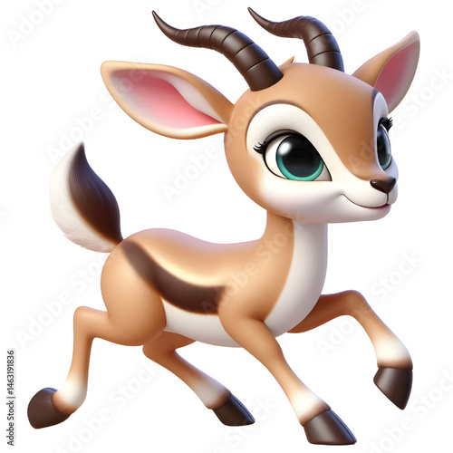 Cute 3d Gazelle isolated on white background
