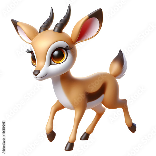 Cute 3d Gazelle isolated on white background