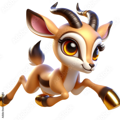 Cute 3d Gazelle isolated on white background