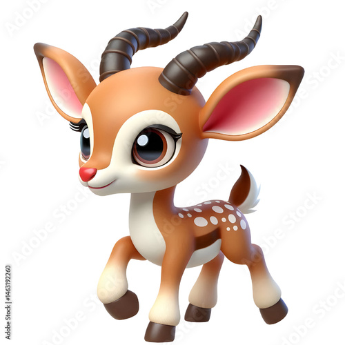 Cute 3d Gazelle isolated on white background
