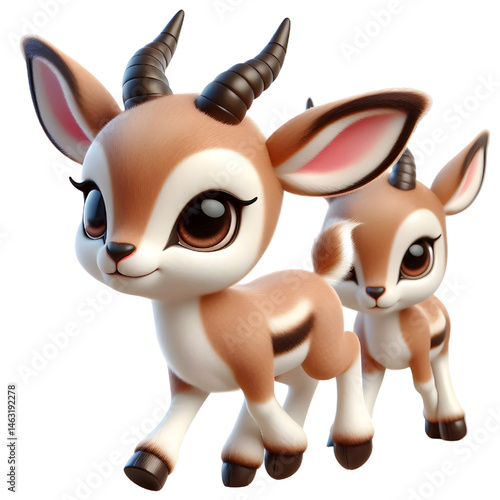 Cute 3d Gazelle isolated on white background