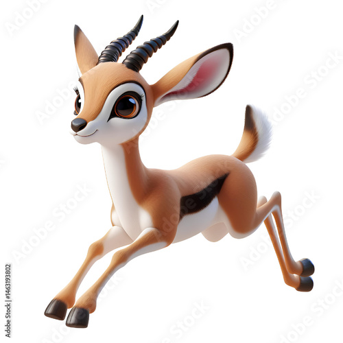 Cute 3d Gazelle isolated on white background