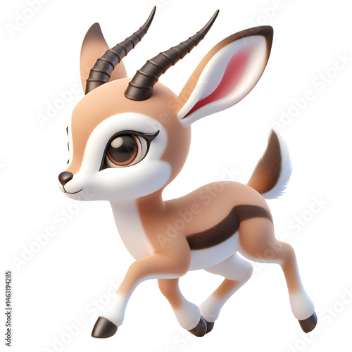 Cute 3d Gazelle isolated on white background