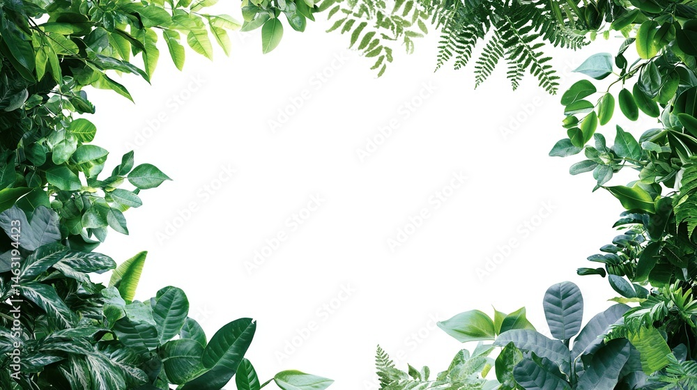 Fototapeta premium Fresh green leaves frame (3)