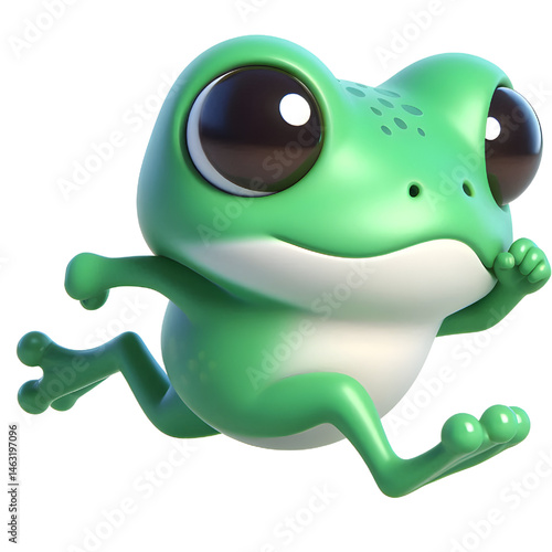 Cute 3d frog isolated on white background