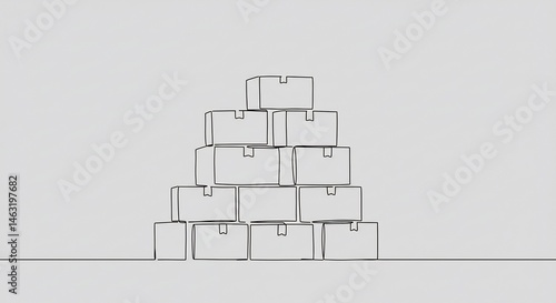 Stacked Boxes Illustration Shipping and Storage Concept