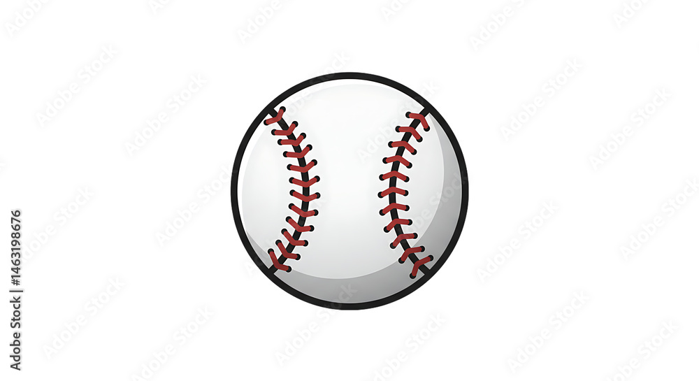 Detailed Baseball with Red Stitching and Black Outline Centered Perfectly Detailed Baseball with Red Stitching and Black Outline Centered Perfectly