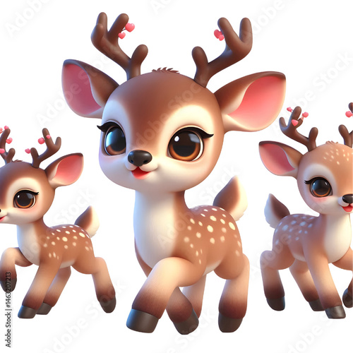 Cute 3d Deer isolated on white background