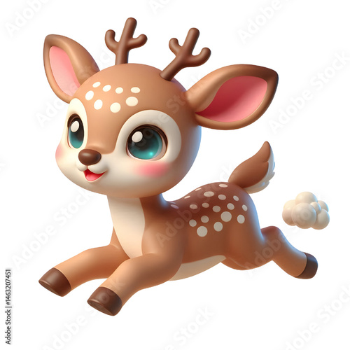 Cute 3d Deer isolated on white background