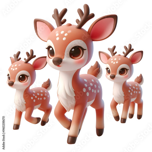 Cute 3d Deer isolated on white background