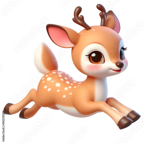 Cute 3d Deer isolated on white background