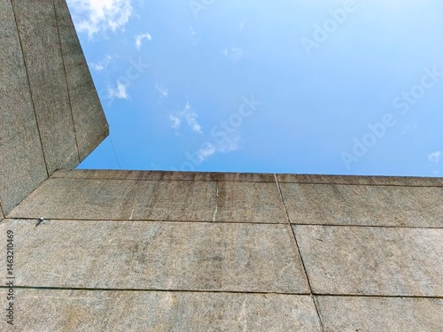 Wallpaper Mural Stone Wall Meeting Blue Sky and Clouds Architecture Detail Torontodigital.ca