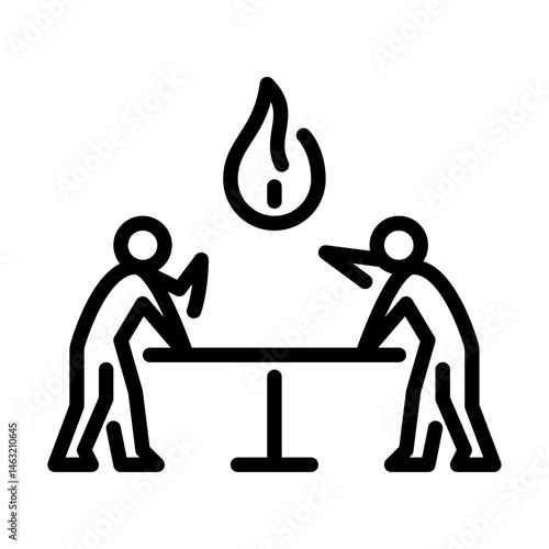 people argue outline icon. figure yelling line art illustration.