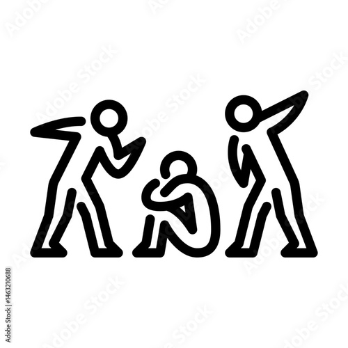 bully outline icon. figure insult line art illustration.