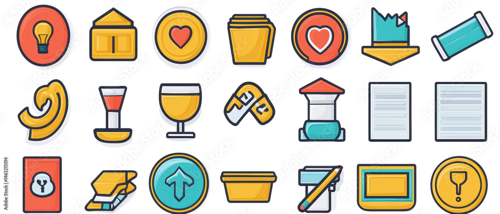 Colorful icons representing various concepts. Colorful icons representing various concepts.