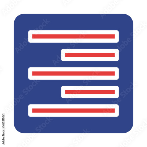 Abstract graphical depiction of content alignment within blue bordered space