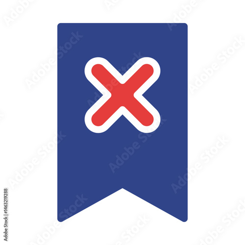 Rejected bookmark, visual representation of the delete, or cancellation concept