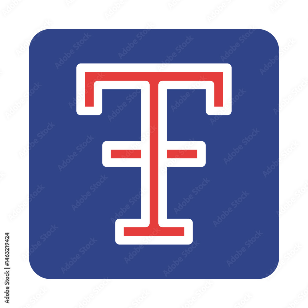 Obraz premium Abstract T and F Monogram Emblem on a Saturated Blue Rounded Square