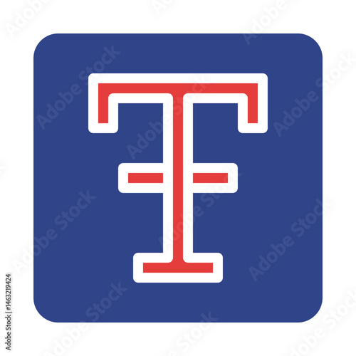 Abstract T and F Monogram Emblem on a Saturated Blue Rounded Square