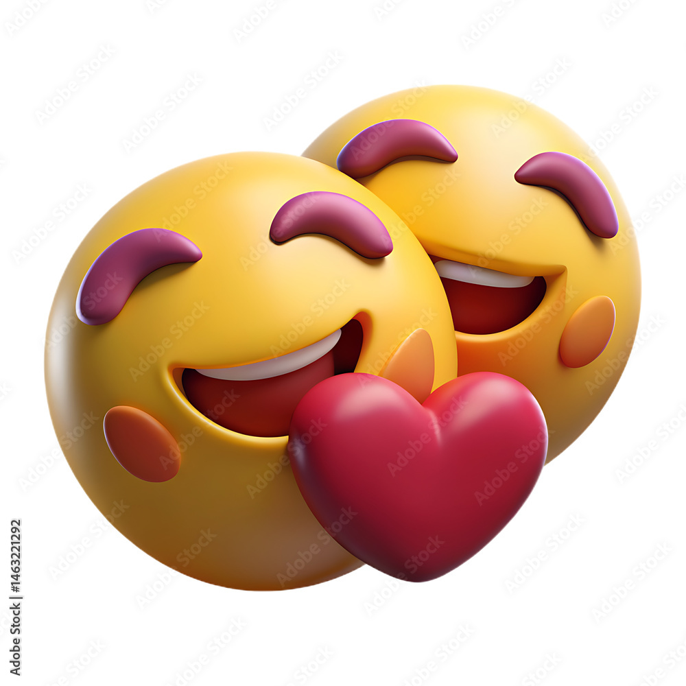 Fototapeta premium Cute Couple Emojis: 3D Love Emoticons