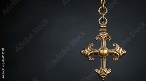 Wallpaper Mural Ornate gold cross pendant hanging against a dark background. Torontodigital.ca