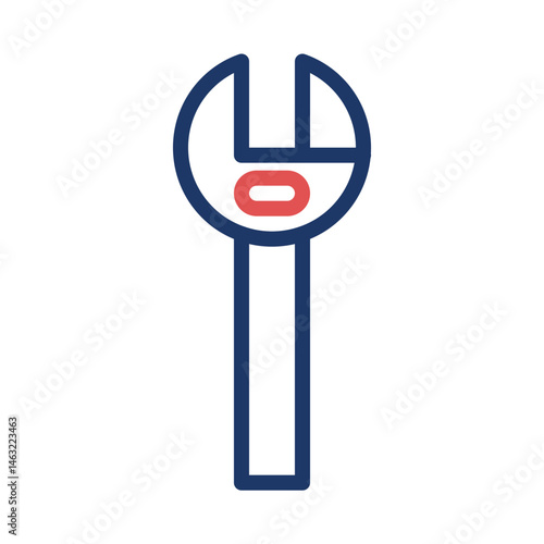Isolated depiction of a wrench icon symbolizing repair, maintenance and engineering