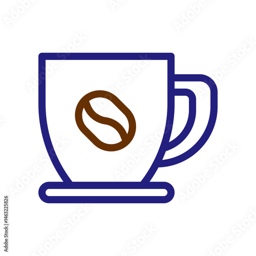 Minimalist depiction of a coffee cup with a bean design for café branding