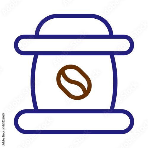 Stylized coffee bean bag icon with simple outline design and modern aesthetic