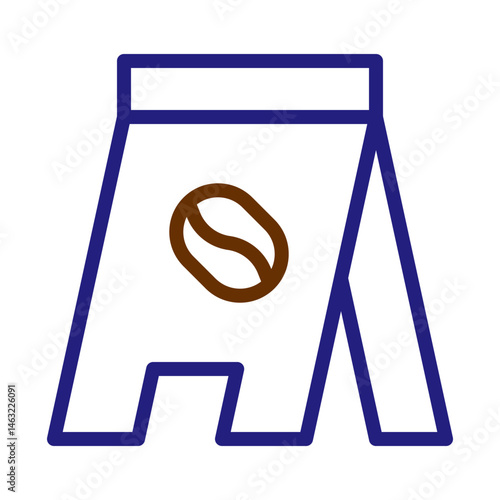 Minimalist cafe advertising board icon with coffee bean, modern linear design