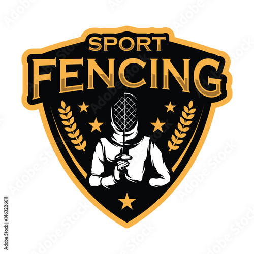 Fencing Sport Logo Design Vector