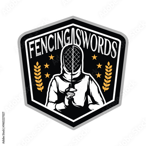 Fencing Sport Logo Design Vector