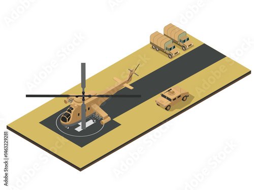 Military Base or Forward Operating Base Isometric Illustration