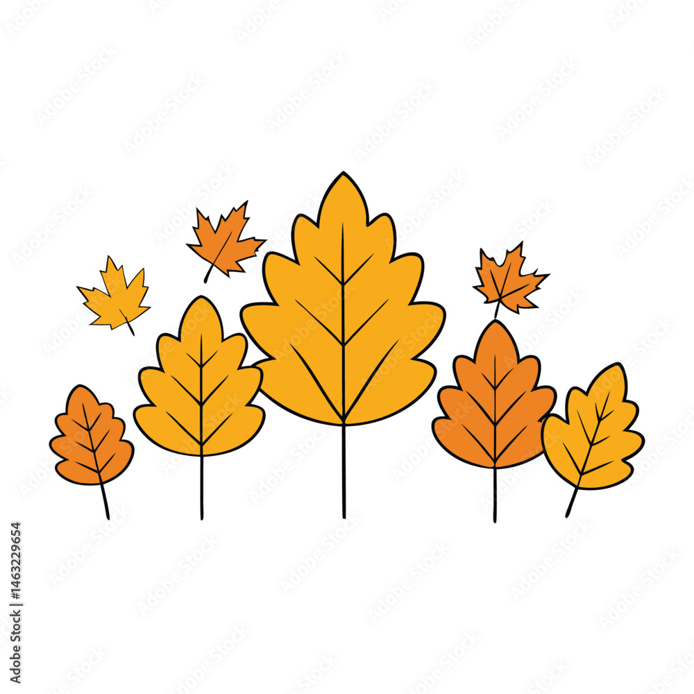 Obraz premium A warm autumn background featuring a tree with colorful paper leaves gently falling, creating a cozy, seasonal scene full of golden, red, and orange hues.