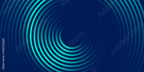 Blue abstract background with glowing circles. Swirl circular lines pattern. Geometric spiral. Twirl element. Modern graphic desi