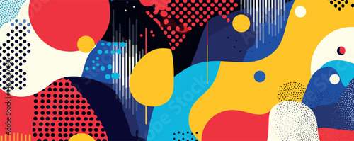Colorful abstract geometric pattern with bold shapes and dynamic composition.