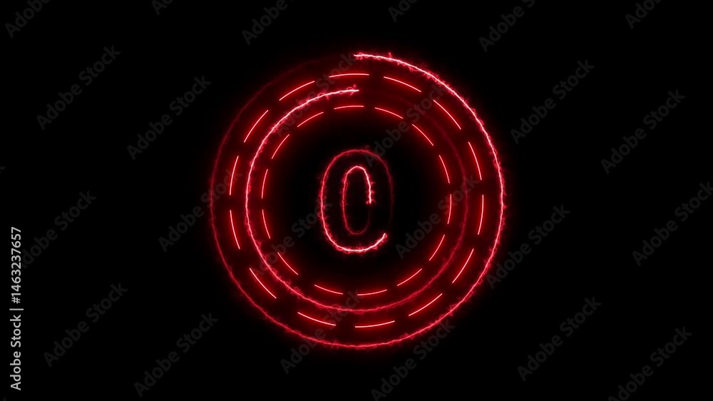 Glowing neon circle 3 seconds countdown animation.Top three countdown animation text ,neon light numbers from 3 to 0.neon text 3 to 0 with interesting circle animation