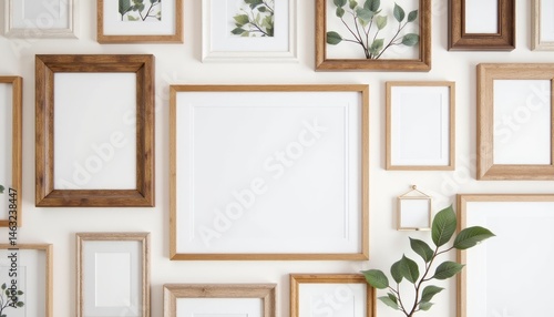 A white wall with four framed pictures