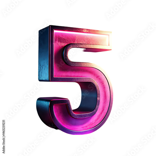 Wallpaper Mural Neon Number Five 3D Render Torontodigital.ca