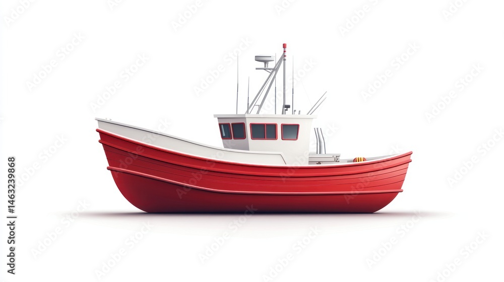Red fishing boat illustration Red fishing boat illustration