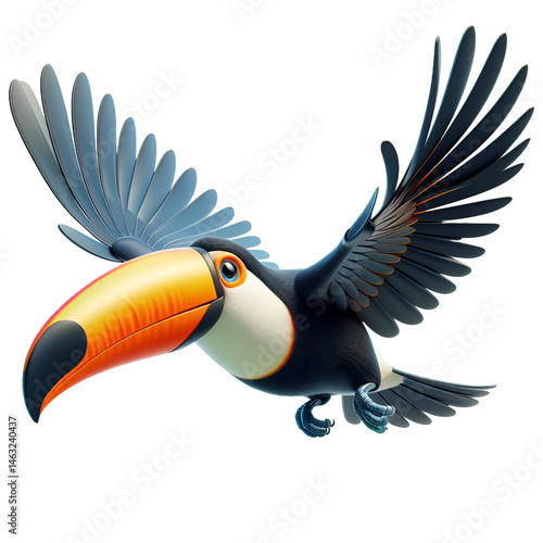 Cute 3D toucan isolated on white background