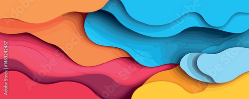 Colorful abstract wave patterns with vibrant layers and fluid shapes.