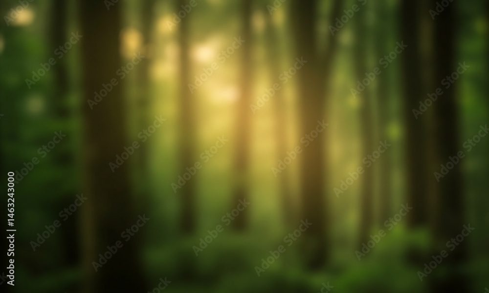Fototapeta premium Sunlight Streaming Through Forest Trees Creating a Dreamy Scene