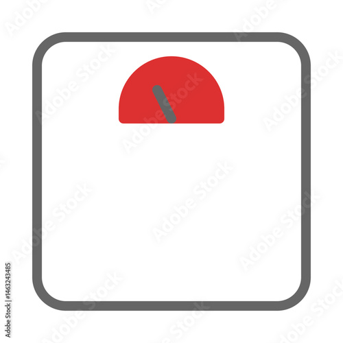 Stylized Weight Scale Depiction with Circular Gauge in Red and Gray Outline