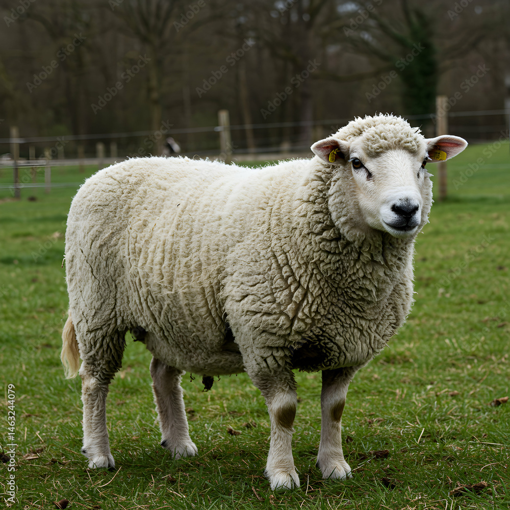 A Fluffy Sheep in a Green Pasture A Fluffy Sheep in a Green Pasture