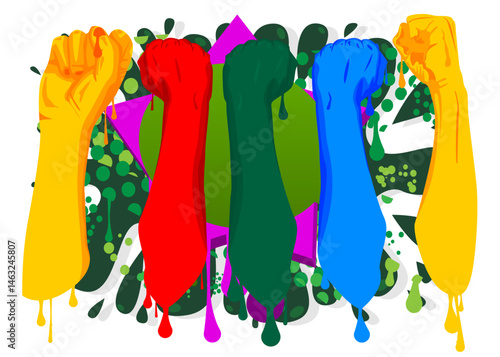Clenched fist graffiti. Abstract modern street art decoration performed in urban painting style.