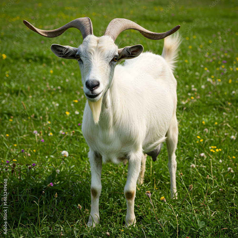 Majestic Goat in a Green Pasture Majestic Goat in a Green Pasture