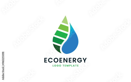 Gas and Oil Energy Logo with Water Drop and Flame Symbol