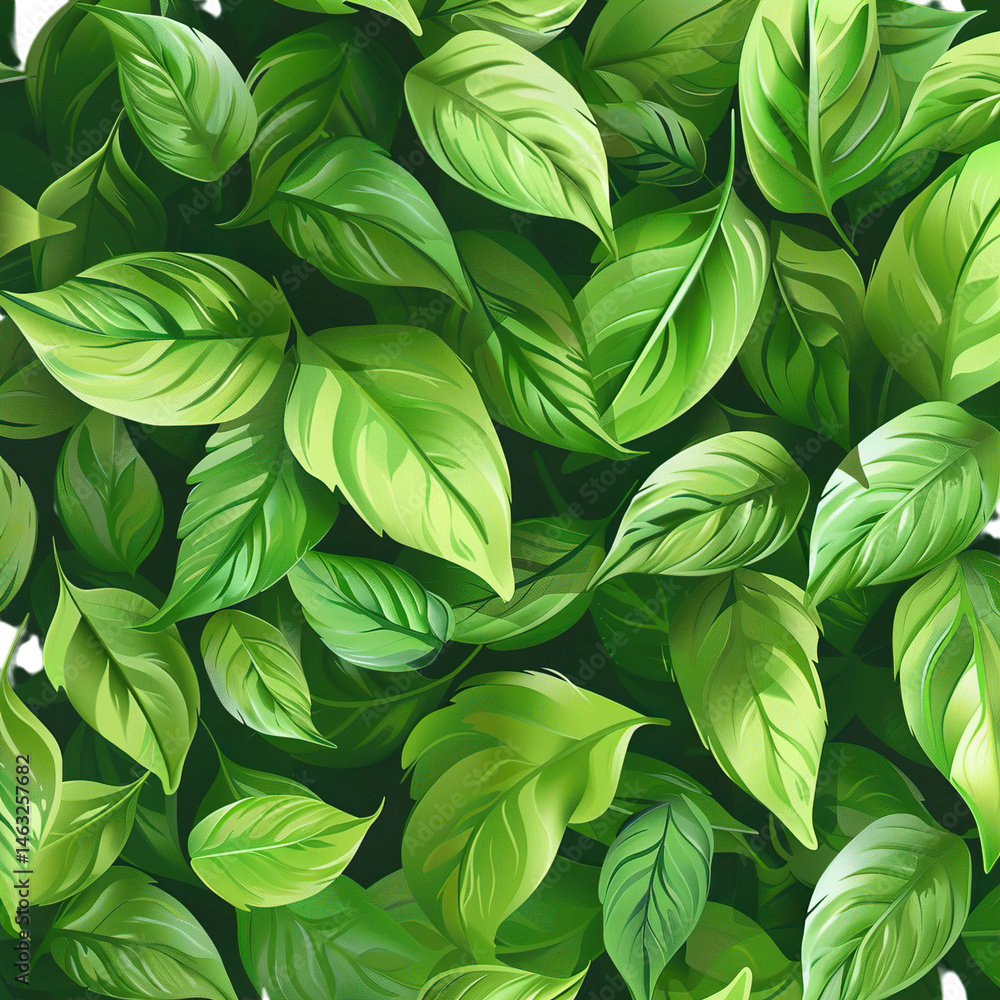 Fototapeta premium green leaves seamless pattern