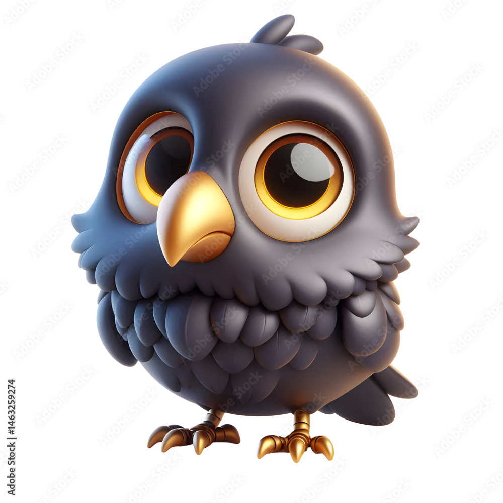 Cute 3d crow isolated on white background Cute 3d crow isolated on white background